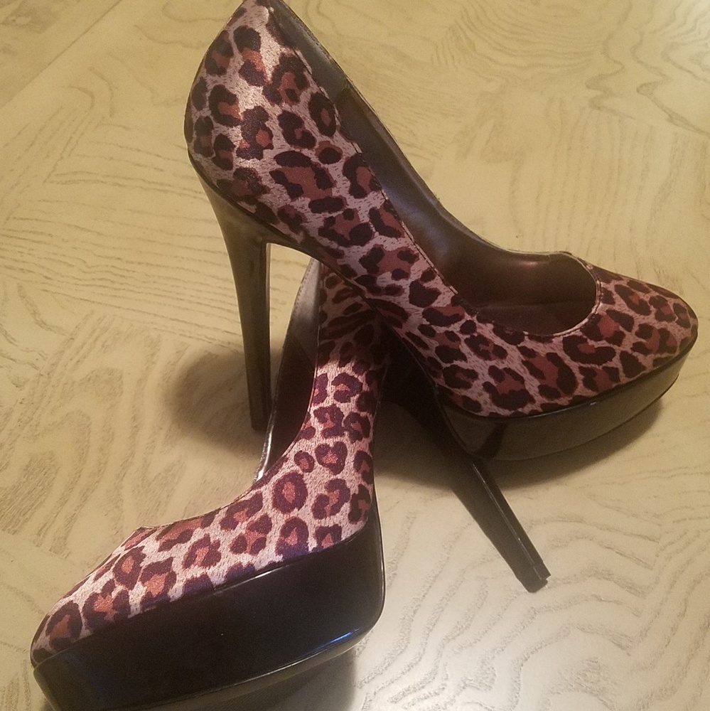DROP DROPBlake Scott  Satin Leopard Stilettos- 8